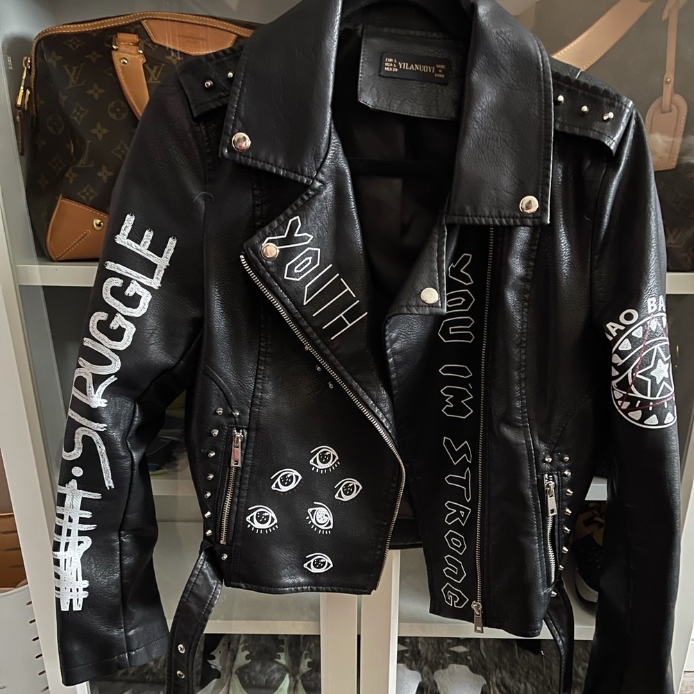 Leather jacket black eye dare you Moto jacket